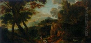 A Landscape With A Drover And Cattle On A Track A Landscape With A Drover And Cattle On A Track