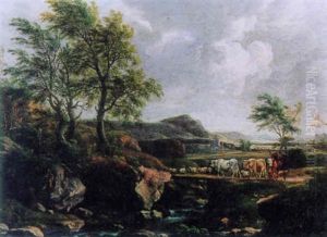 Bachlandschaft Mit Kuhen Und Schafen by Jacob De Heusch