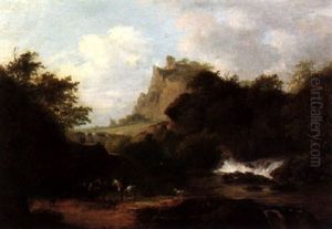 A River Landscape With Travellers A River Landscape With Travellers