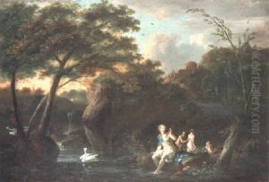 A Rocky Pool With Leda And The Swan by Jacob De Heusch