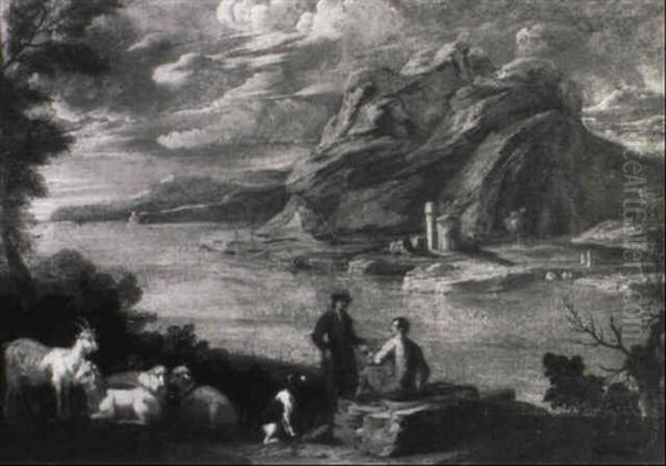 An Italianate Landscape With Peasants And Goats - view 1