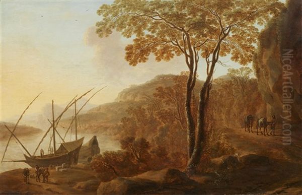 Southern River Landscape With Boats Landing - view 1