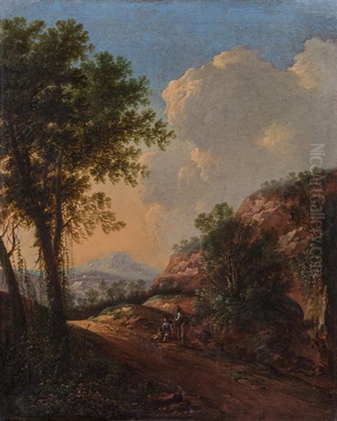 Sudliche Landschaft Mit Wanderern - view 1