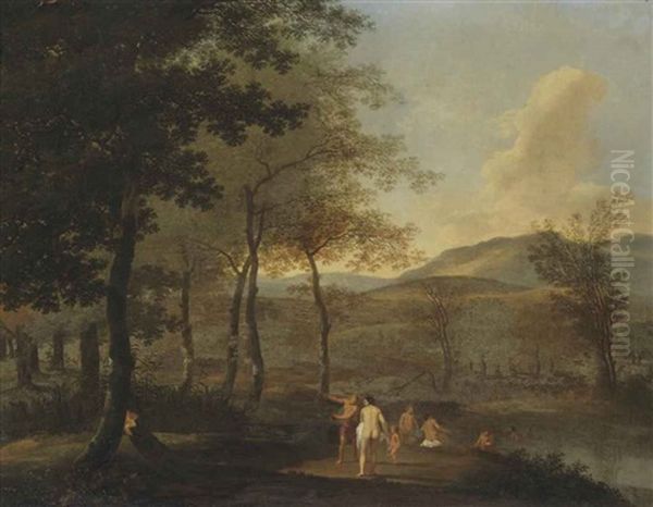 A Wooded Landscape With Nymphs And Putti Bathing - view 1
