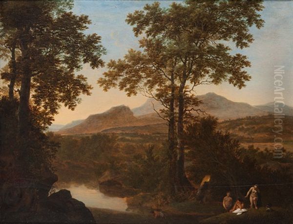 Italienische Landschaft Mit Badenden Frauen - view 1