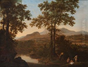 Italienische Landschaft Mit Badenden Frauen