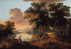 Italianisierende Landschaft Mit Jagern by Willem de Heusch