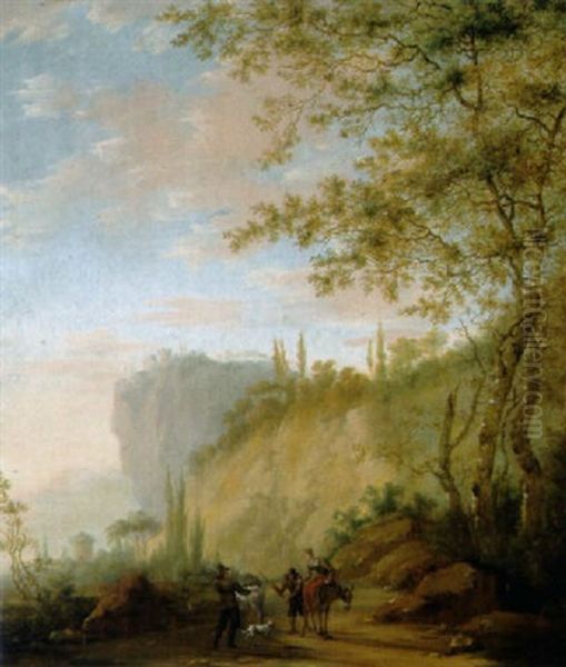 Gebirgslandschaft Mit Reisenden - view 1