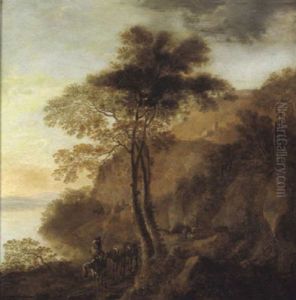 Reisende In Einer Bewaldeten Fluslandschaft