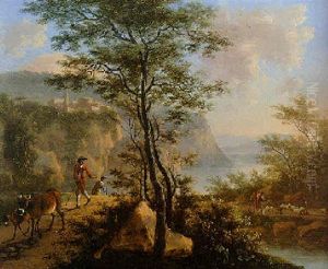 An Italianate River Landscape With Herdsmen An Italianate River Landscape With Herdsmen