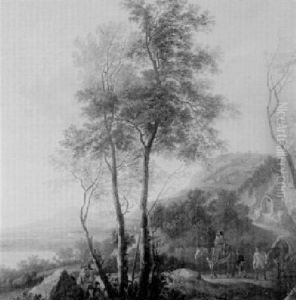 Travellers And A Goatherd In An Italianate Landscape