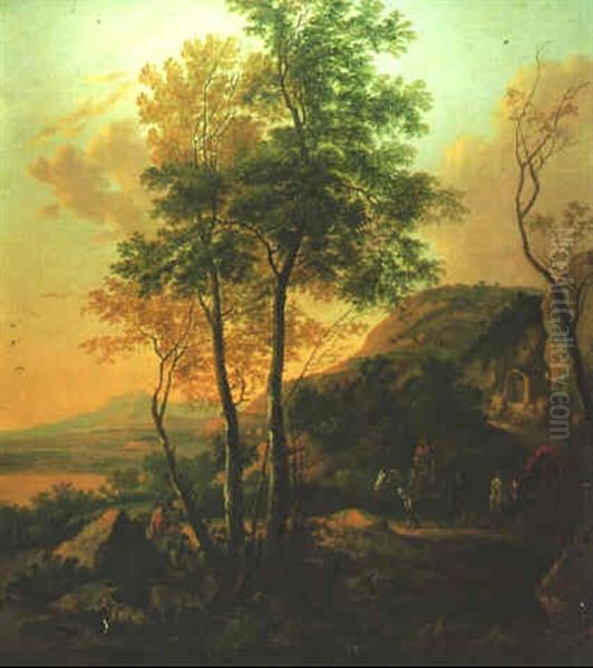 Travellers And A Goatherd In An Italianate Landscape - view 1