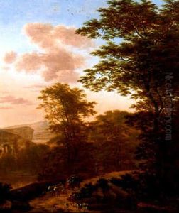 Peasants Returning From Market On A Mountain Path In An Italianate Landscape