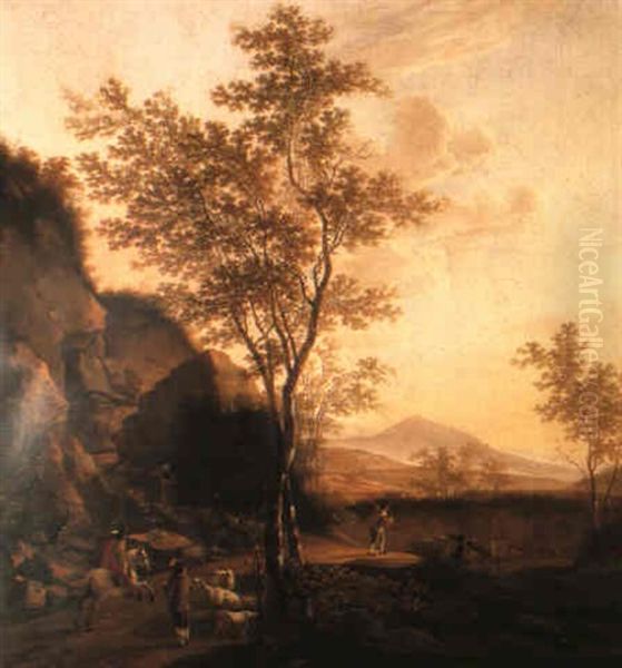 An Italianate Landscape With A Horseman And Drovers - view 1