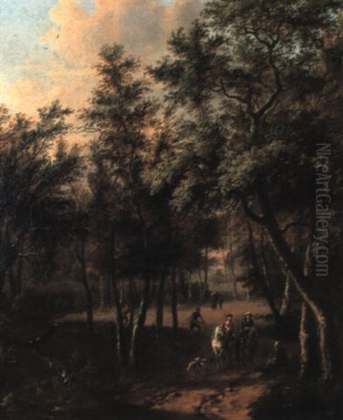 Hunting Party In A Wooded Landscape - view 1