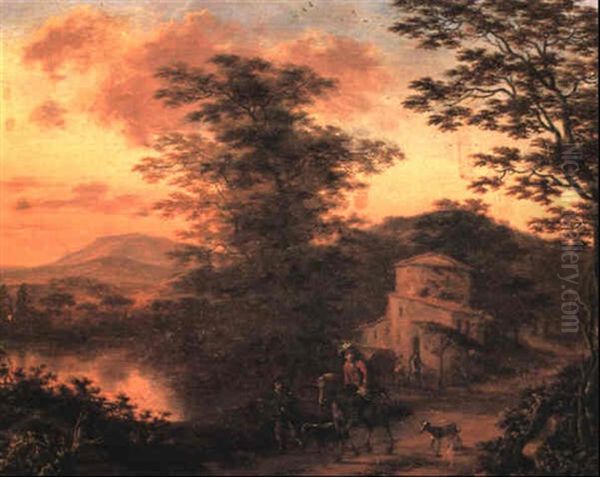 Italianate Landscape With A Huntsman Riding With His Servants And Hounds - view 1