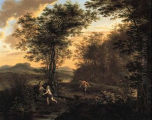 Sudliche Landschaft Mit Pan Und Syrinx by Willem de Heusch