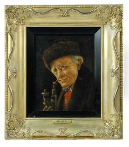 Portrait Of An Elderly Gentleman Smoking A Pipe