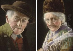 An Old Tyrolean Gentleman (+ A Tyrolean Lady; Pair) by Christian Heuser
