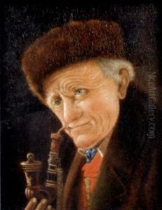 Portrait Of An Old Man, Smoking A Pipe by Christian Heuser