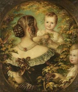 Portrait Of Sophie Von Heuss With Her Children by Eduard von Heuss