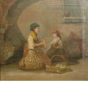 A Mother Teaching Her Daughter by Theodore Bernard de Heuvel