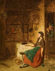 Interieurszene by Theodore Bernard de Heuvel
