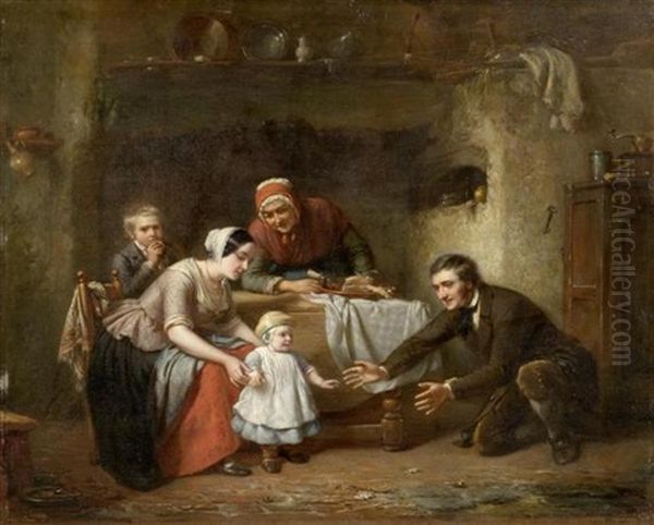 Familie In Der Kuche Mit Ersten Gehversuchen Des Kindes - view 1