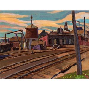 Railway Tracks, Brockville (recto), Sketch Of A House (verso) by Efa Prudence Heward