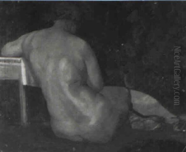 Seated Nude On Red Drapery - view 1