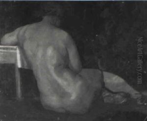 Seated Nude On Red Drapery by Prudence Heward