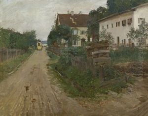 Postkutsche Auf Einer Dorfstrasse Postkutsche Auf Einer Dorfstrasse