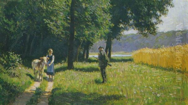 Madchen Mit Kuh Und Forster - view 1