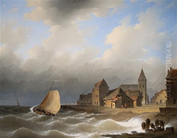 Coastal Village By Choppy Seas - view 1