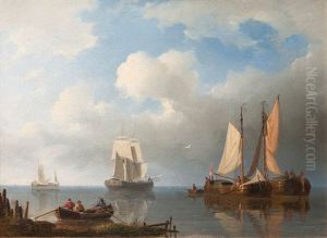 Sailing Ships Off The Dutch Coast by Herman Henry op der Heyde