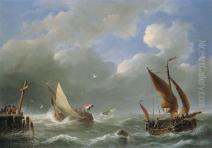 Fischerboote Im Sturm by Herman Henry op der Heyde
