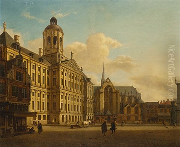 Vue De L'hotel De Ville D'amsterdam Avec La Nouvelle Eglise - view 1