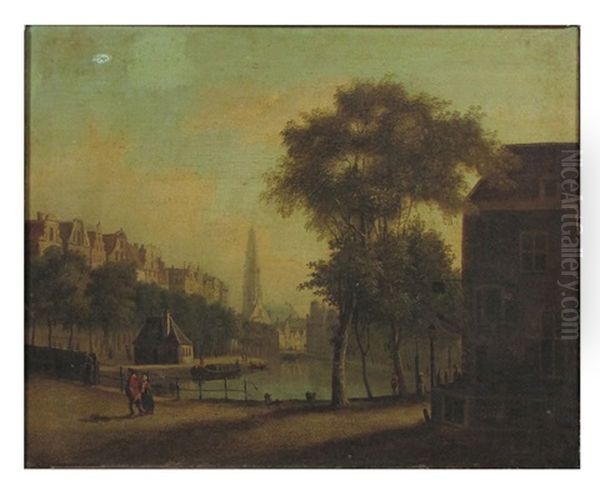View Of Amsterdam Cobblestone Street By A Canal - view 1