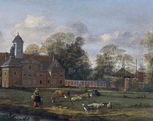 View Of Goudestein With A Woman And Child Walking Beside A Dyke View Of Goudestein With A Woman And Child Walking Beside A Dyke