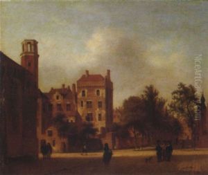 Vue D'une Ville Hollandaise Animee De Promeneurs