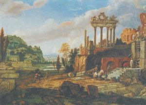Landschaft Mit Antiken Ruinen Und Figurenstaffage