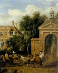 Elegant Figures With Horses In The Park Of House 'harteveld' Maarssen