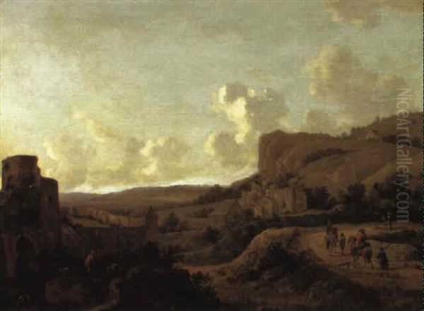 Extensive Landcape With Travellers, Ruined Building Beyond - view 1