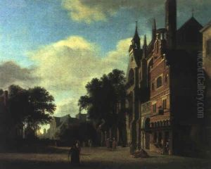 Ansicht Einer Hollaendischen Stadt by Jan Van Der Heyden