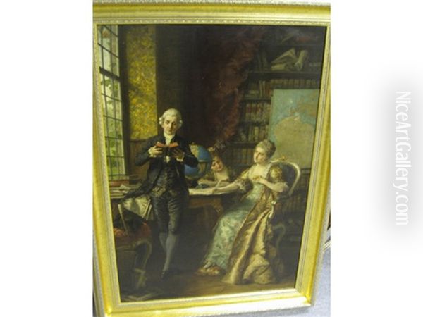 The History Lesson, Gentleman Reading While Two Ladies Listen - view 1