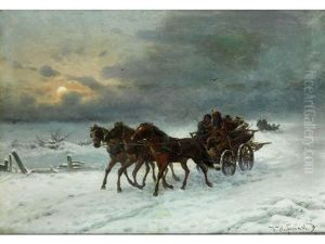 Winterliche Kutschfahrt by Friedrich Josef Nicolai Heydendahl