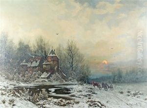 Evening Arrival At The Castle by Friedrich Josef Nicolai Heydendahl