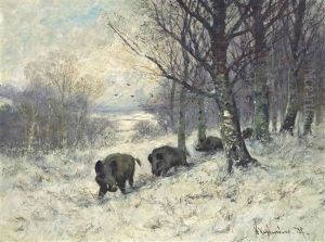 Boars At The Edge Of The Forest