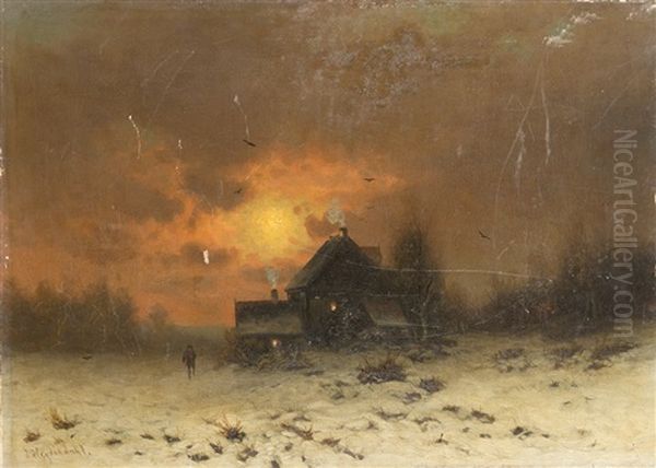 Gehoft In Winterlicher Abendlandschaft - view 1