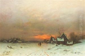 Winterabend In Einem Westfalischen Dorf